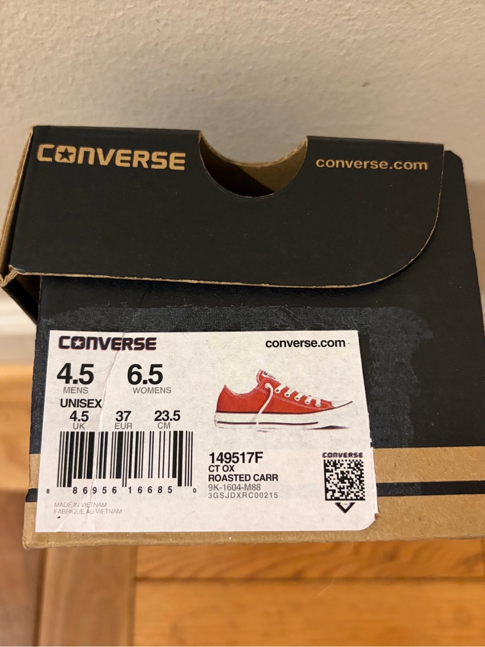 Unworn Converse Roasted Carr Low-Top Sneakers in Burnt Orange and White - Picture 4 of 4